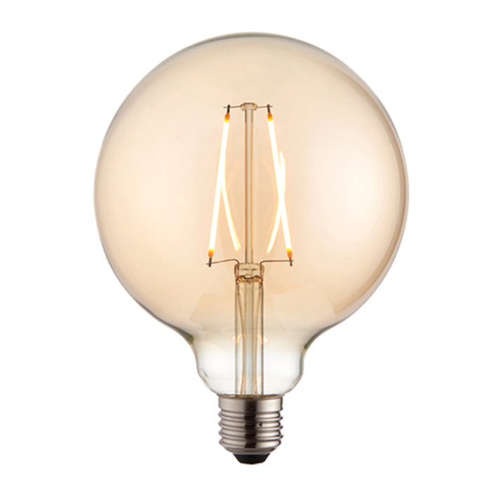 Endon E27 Amber Tinted Glass LED Filament Globe Light Bulb 125mm dia 77111