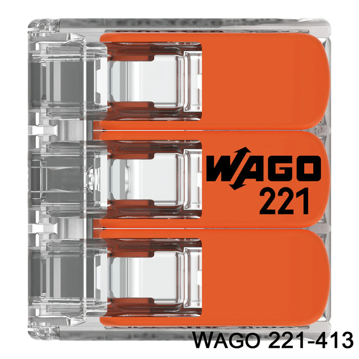 Wago 221-413 3 Pole Terminal Block Compact Splicing Connector With Lever Lock 4mm