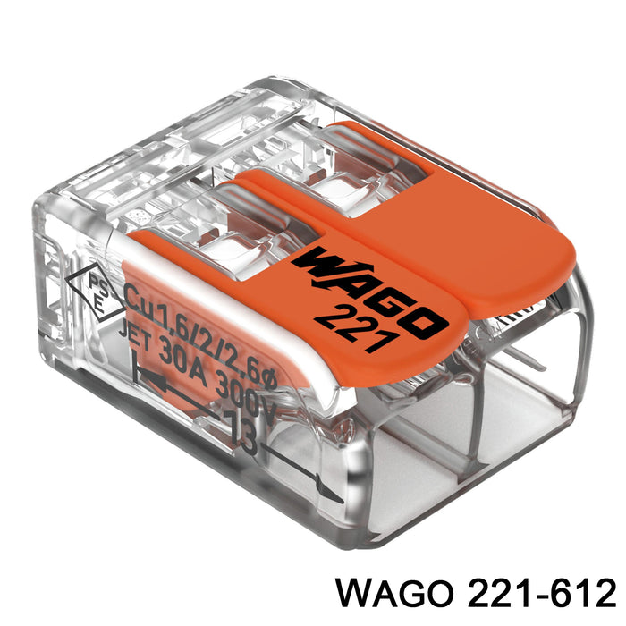Wago 221-612 2 Pole Terminal Block Compact Splicing Connector With Lever Lock 6mm