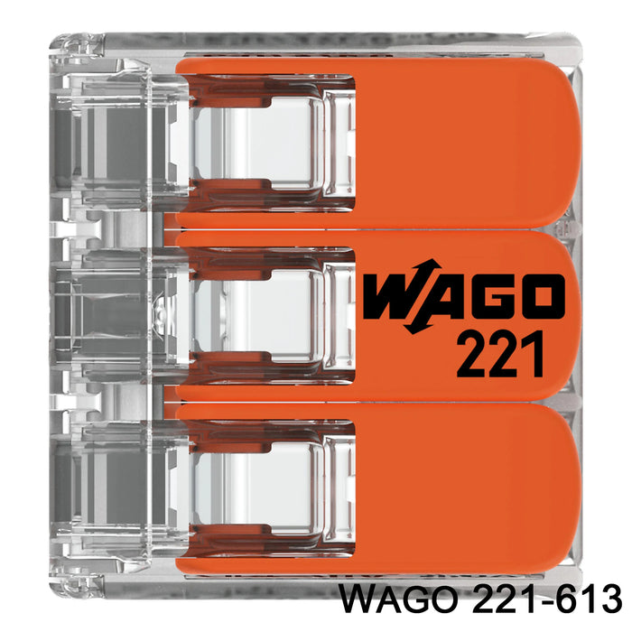 Wago 221-613 3 Pole Terminal Block Compact Splicing Connector With Lever Lock 6mm