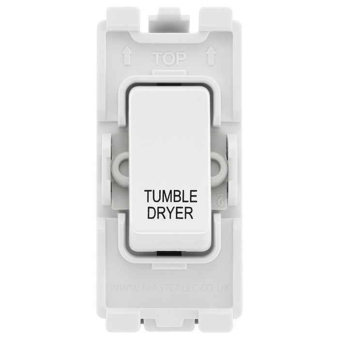 BG Evolve White RRTDPCDW 20 Amp Double Pole Appliance Grid Switch Labelled Tumble Dryer