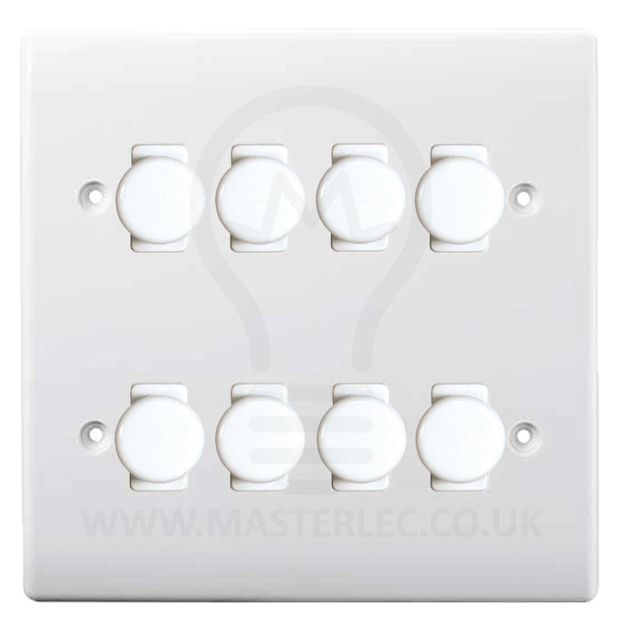 BG White 8 Gang Trailing Edge LED Dimmer Light Switch 2 Way Custom Switch