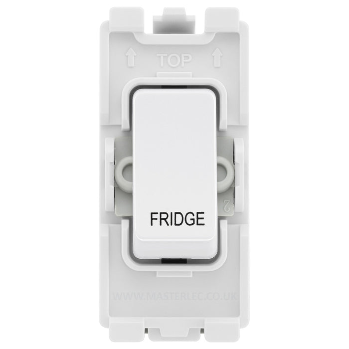 BG Evolve White RRFDPCDW 20 Amp Double Pole Appliance Grid Switch Labelled Fridge