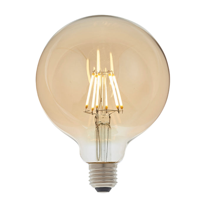 Endon E27 Amber Tinted Glass LED Filament Globe Light Bulb 125mm dia 93031