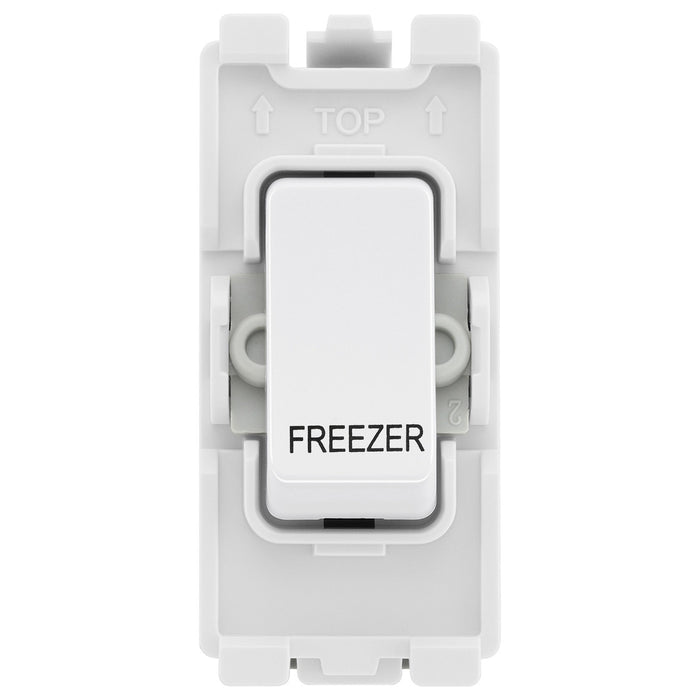 BG Evolve White RRFZPCDW 20 Amp Double Pole Appliance Grid Switch Labelled Freezer