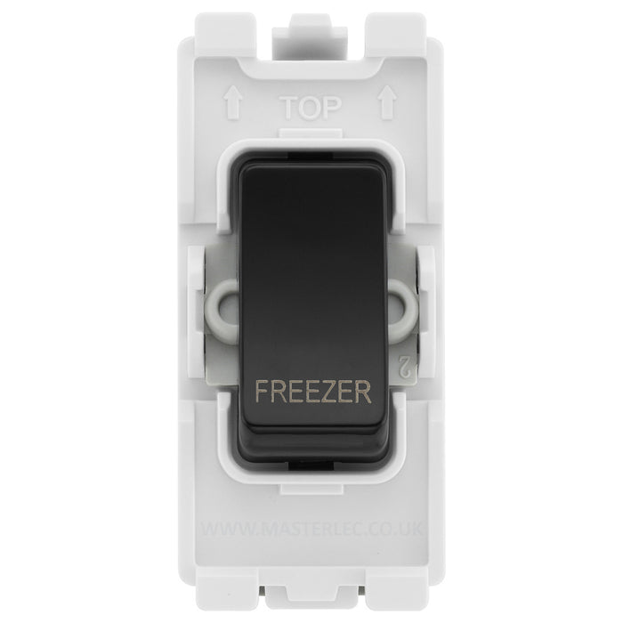 BG Evolve Black RRFZPCDB 20 Amp Double Pole Appliance Grid Switch Labelled Freezer