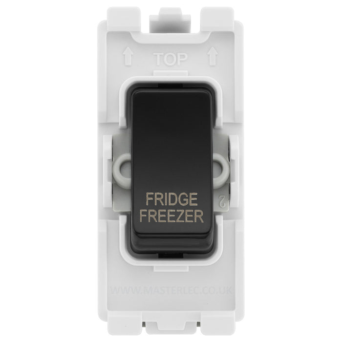 BG Evolve Black RRFFPCDB 20 Amp Double Pole Appliance Grid Switch Labelled Fridge Freezer