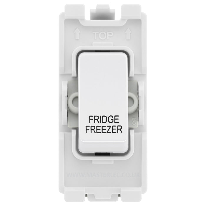 BG Evolve White RRFFPCDW 20 Amp Double Pole Appliance Grid Switch Labelled Fridge Freezer