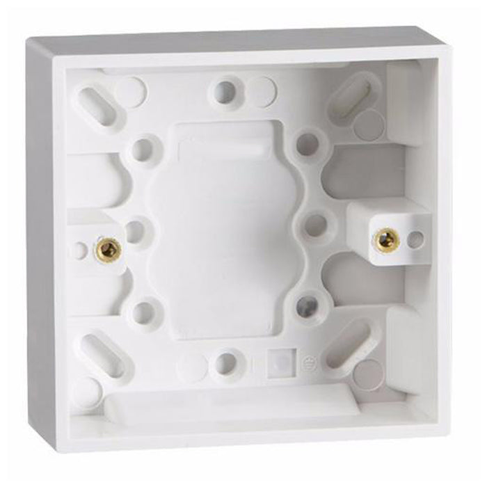 White 25mm Single Surface Mounting Box 1 Gang Plastic Pattress Back Box