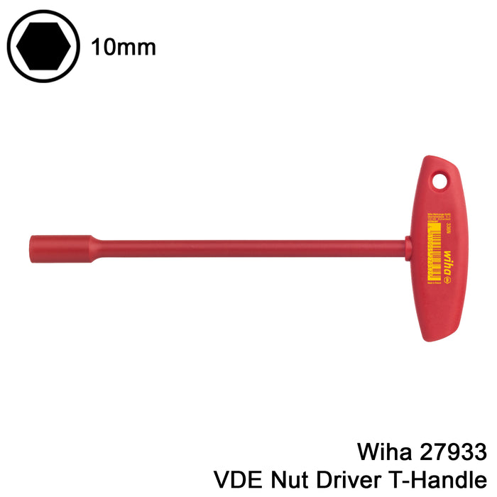 Wiha 27933 10mm Hex Nut Driver With T-Handle VDE Electric Allen 230mm