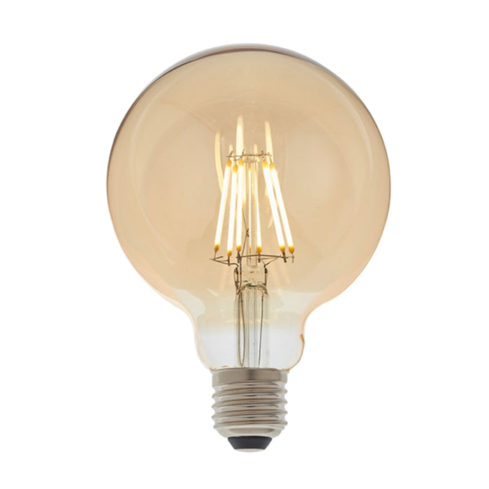 Endon E27 Amber Tinted Glass LED Filament Globe Light Bulb 95mm dia 93030