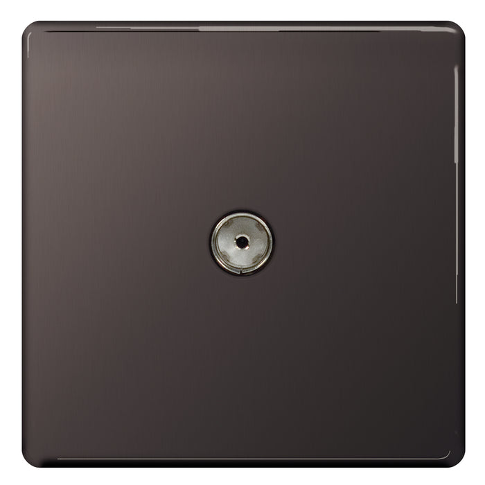 BG Nexus Screwless Flat Plate Black Nickel Co-Axial TV Aerial Socket FBN60