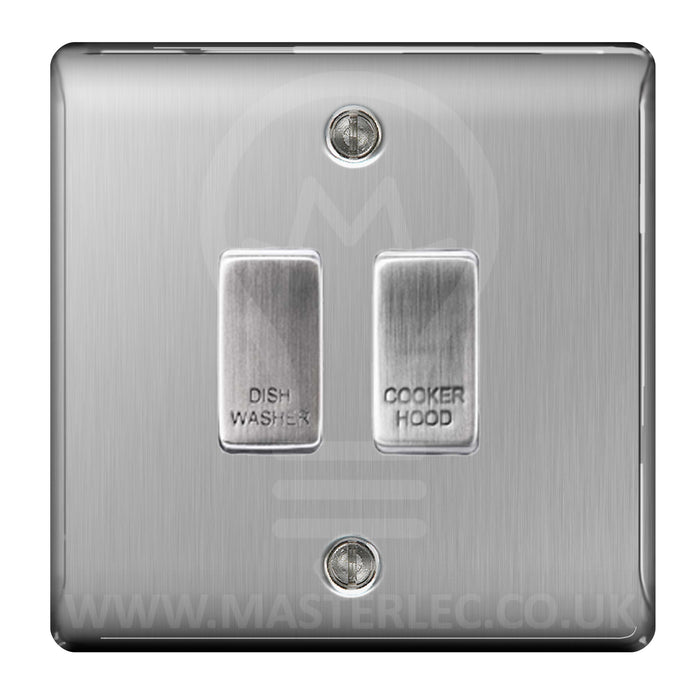 Engraved Utilities Switch BG Brushed Steel 2 Gang Engraved Custom Labelled Appliance Grid Switch ...