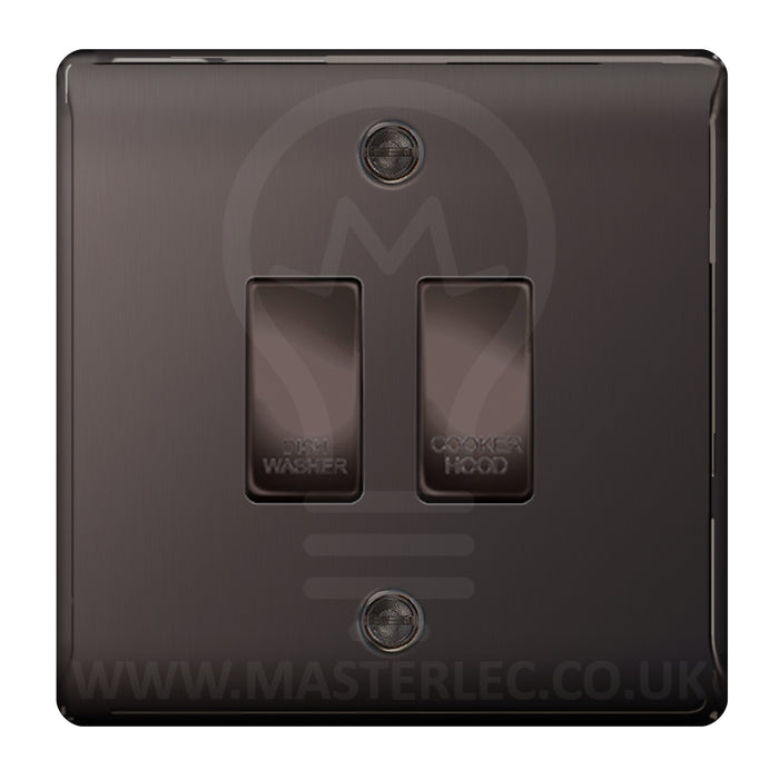 BG Black Nickel 2 Gang Engraved Custom Labelled Appliance Grid Switch
