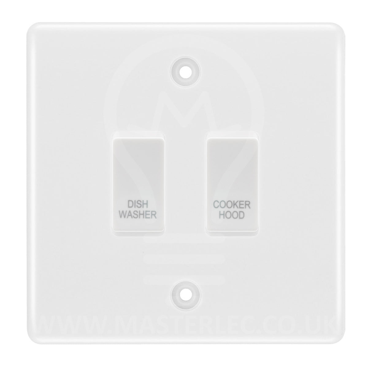 BG White Moulded 2 Gang Custom Labelled Appliance Grid Switch — Masterlec