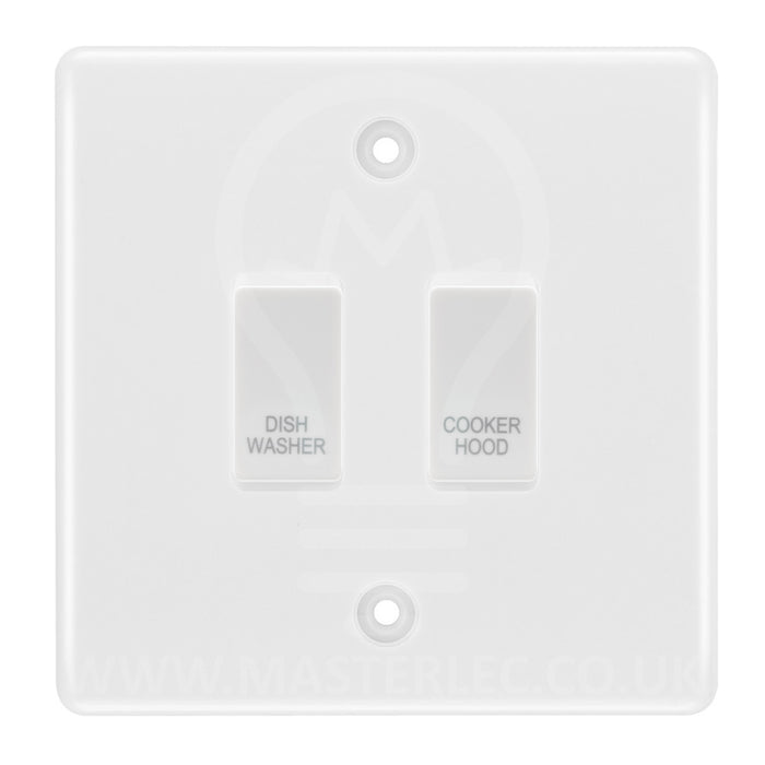 BG White Moulded 2 Gang Custom Labelled Appliance Grid Switch
