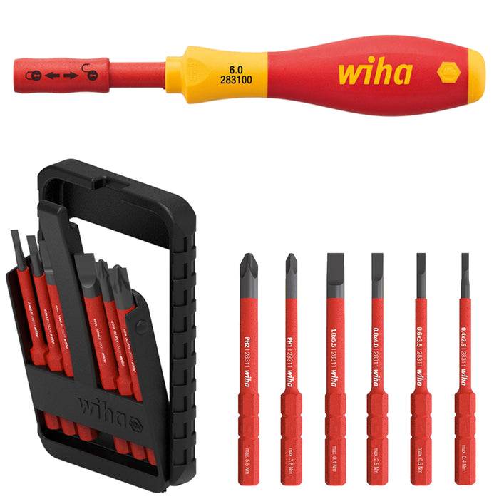 Wiha 34577 VDE Slim Vario Handle with a Choice of any 6 Slim Bits with 43163 Case