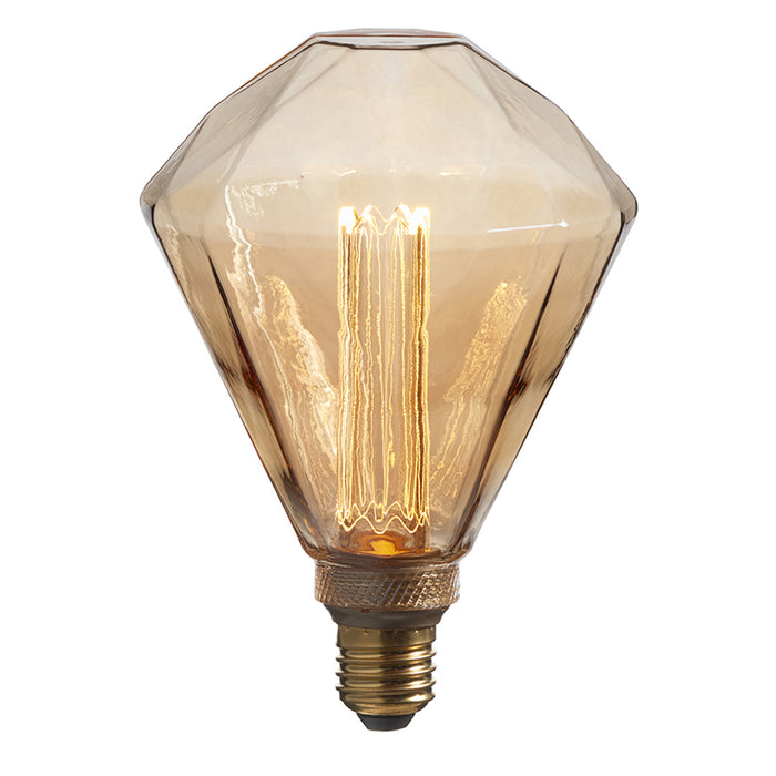 Endon Facett 97176 E27 LED Lamp Amber Tinted Facetted Shaped Glass