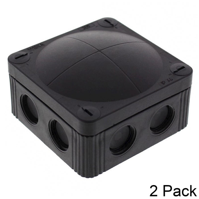 Wiska Combi 308/5 (Pack of 2) Weatherproof Outdoor Junction Box Black IP66