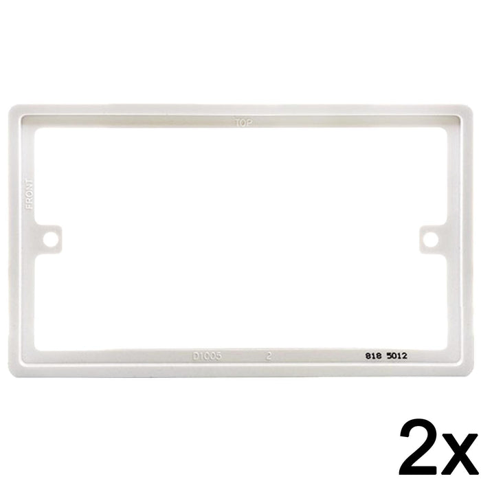 2x BG Nexus 818 White 2 Gang Double 10mm Depth Rectangular Spacer Frame Back Box Plate 818-01