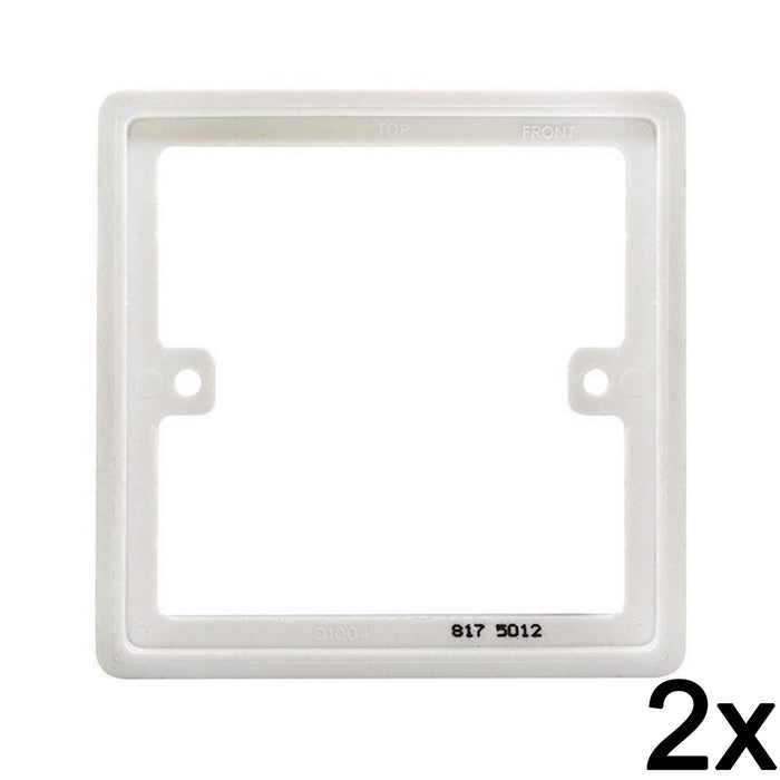2x BG Nexus 817 White 1 Gang Single 10mm Depth Square Spacer Frame Back Box Plate 817-01