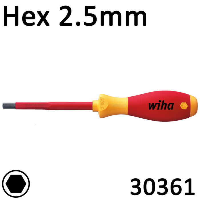 Wiha VDE Screwdriver SoftFinish Hex 2.5mm 30361