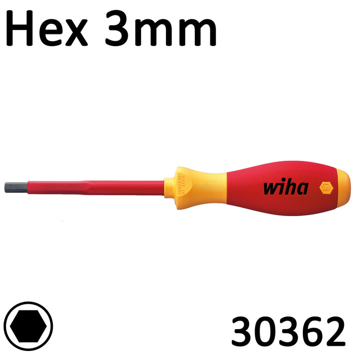 Wiha VDE Screwdriver SoftFinish Hex 3mm 30362