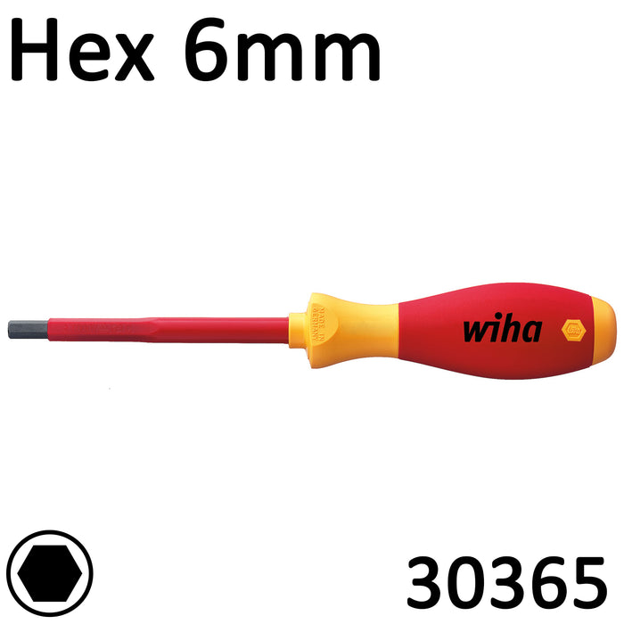 Wiha VDE Screwdriver SoftFinish Hex 6mm 30365