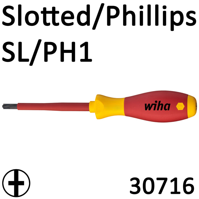 Wiha VDE Screwdriver SoftFinish Slotted/Phillips SL/PH1 30716