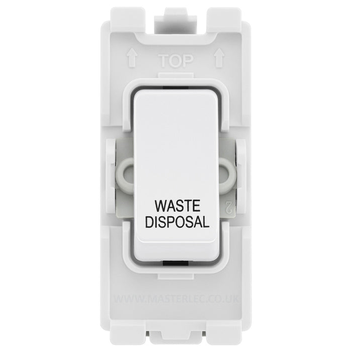 BG Evolve White RRWDISPCDW 20 Amp Double Pole Appliance Grid Switch Labelled Waste Disposal