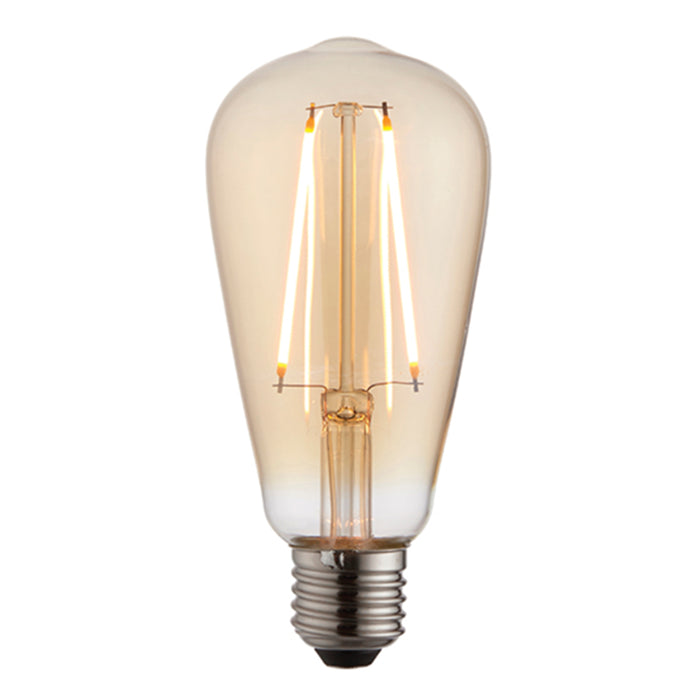 Endon E27 Amber Tinted Glass with LED Filament Pear Light Bulb 77107