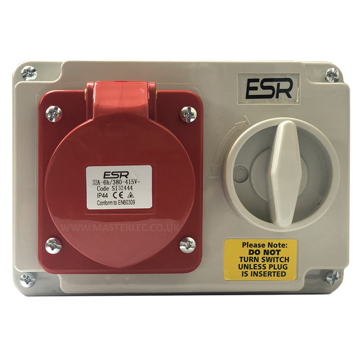 32 Amp 4 Pin Interlock Socket Switch 380V - 415V 3P+E Weatherproof IP4 ...