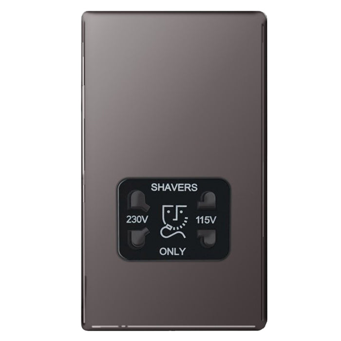 BG Nexus Screwless Flat Plate Black Nickel Dual Voltage Shaver Socket FBN20B Black Insert 20Amp