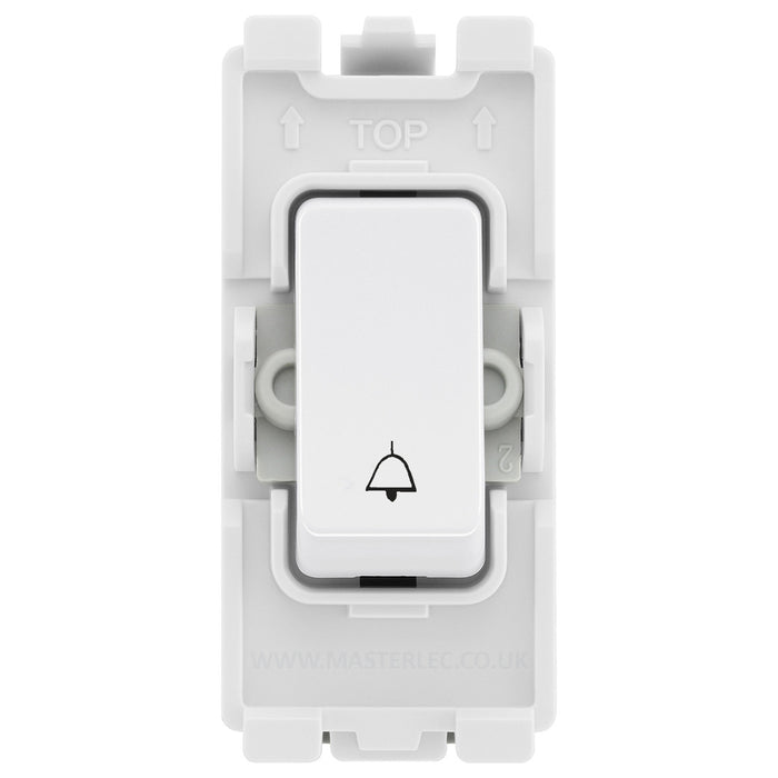 BG Evolve White RRBELLPCDW 20 Amp Double Pole Appliance Grid Switch Labelled Bell Symbol