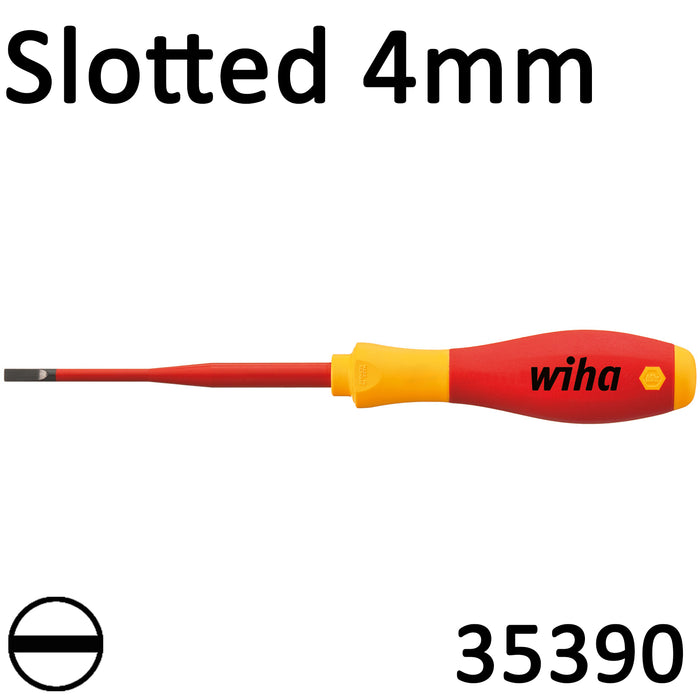 Wiha VDE slimFix Screwdriver SoftFinish 4mm Slotted 35390