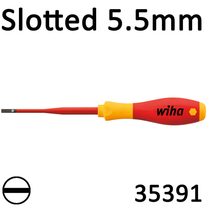 Wiha VDE slimFix Screwdriver SoftFinish 5.5mm Slotted 35391