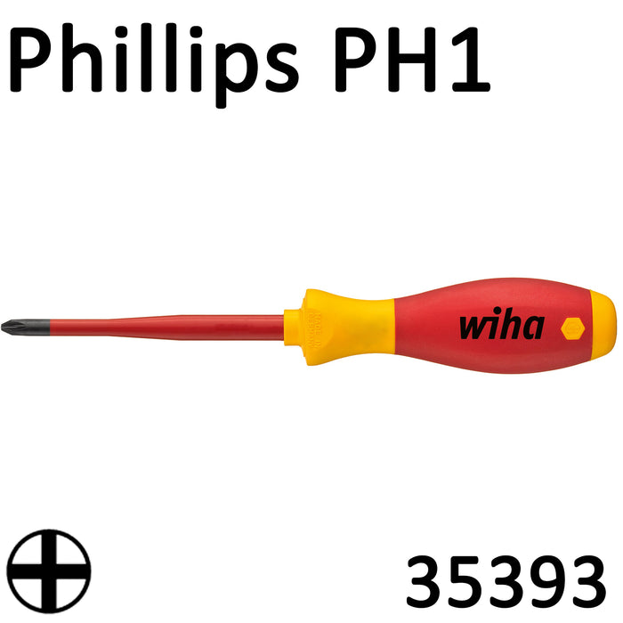 Wiha VDE slimFix Screwdriver SoftFinish Phillips PH1 35393