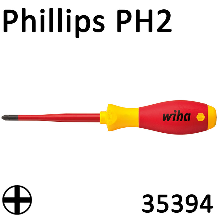Wiha VDE slimFix Screwdriver SoftFinish Phillips PH2 35394