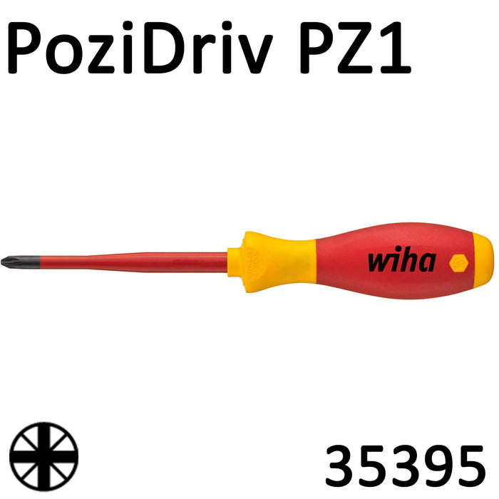 Wiha VDE slimFix Screwdriver SoftFinish PoziDriv PZ1 35395