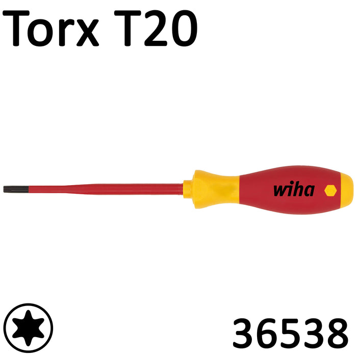 Wiha VDE slimFix Screwdriver SoftFinish Torx T20 36538