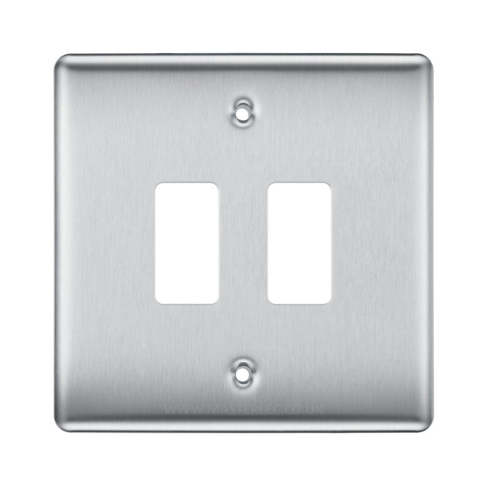 BG RNBS2 Brushed Steel 2 Gang Front Cover Plate