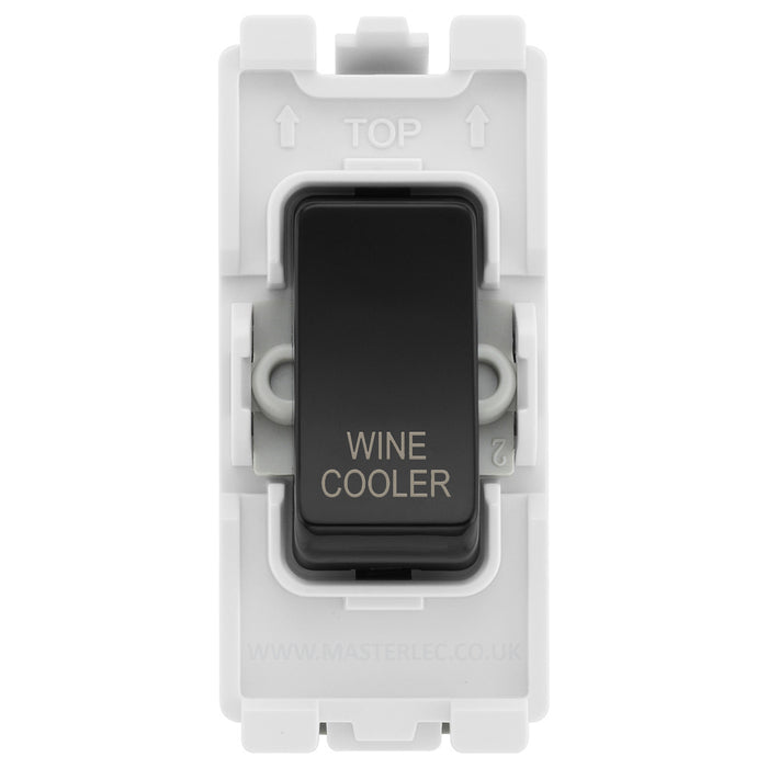 BG Evolve Black RRWCPCDB 20 Amp Double Pole Appliance Grid Switch Labelled Wine Cooler