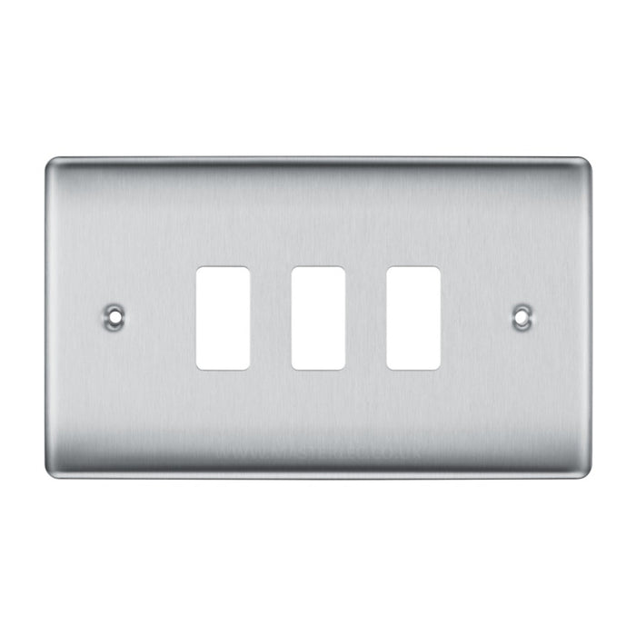 BG RNBS3 Brushed Steel 3 Gang Front Cover Plate