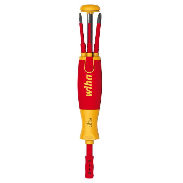 Wiha 38613 Screwdriver with Bit Magazine Holder LiftUp 6 slimBits Included VDE