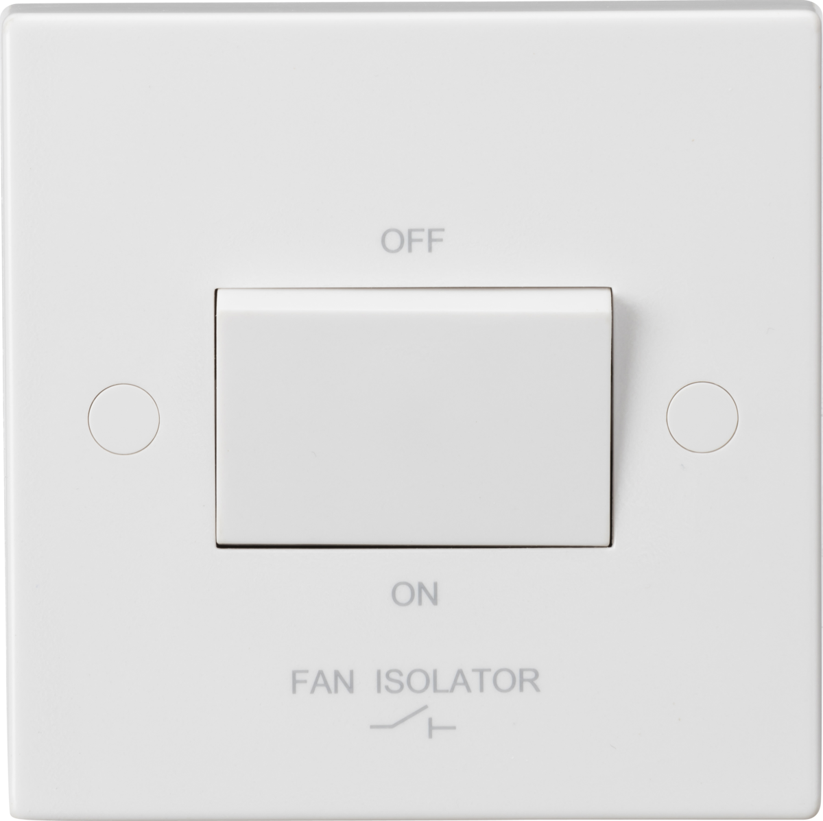 ML Accessories White Square Edge 10A 3 Pole Fan Isolator Switch — Masterlec