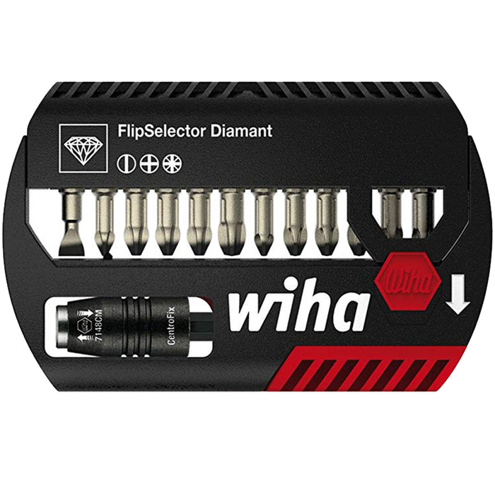 Wiha Diamond Flip Selector Set, Assorted 12 Bits With 1 Magnetic Bit Holder + Case 39079 39818