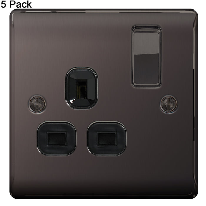 BG Nexus Black Nickel (Pack of 5) Single Socket NBN21B Black Insert 13 Amp