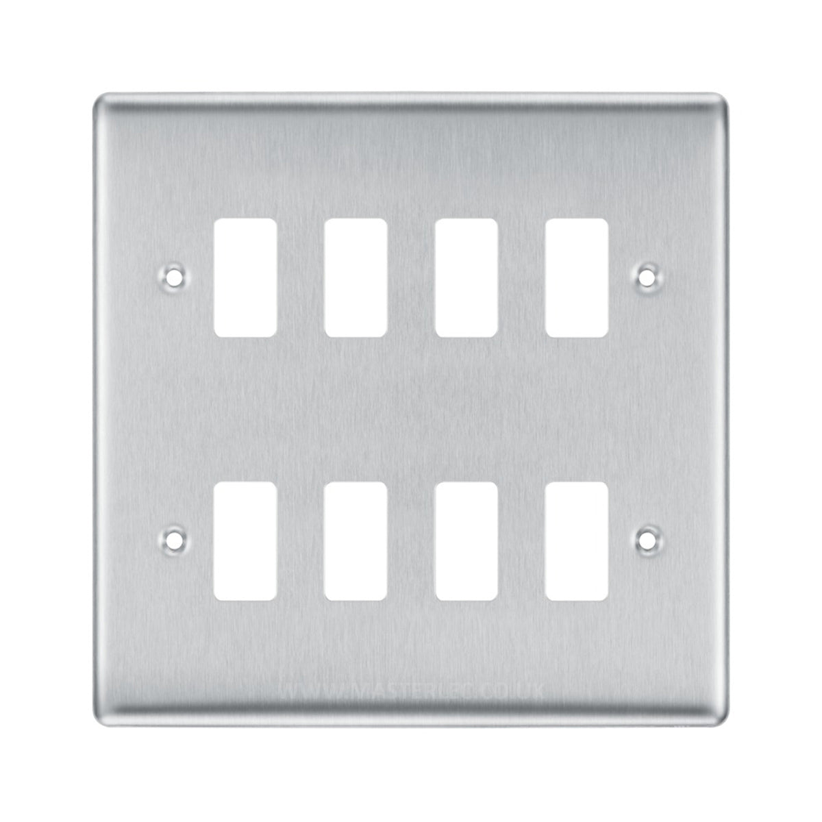 BG Nexus RNBS8 Brushed Steel 8 Gang Front Cover Plate — Masterlec