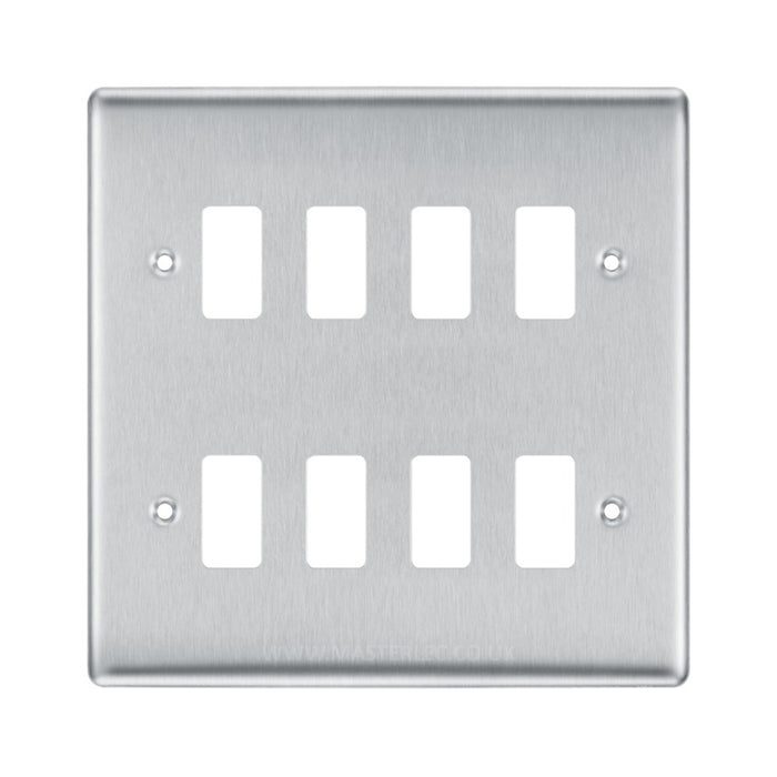 BG RNBS8 Brushed Steel 8 Gang Front Cover Plate