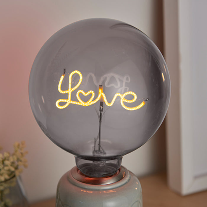 Endon Love Up E27 Smoked Glass Light Bulb LED Filament 120mm dia 94504